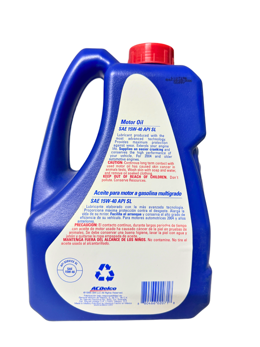 Aceite Multigrado SAE 15w40 Mineral 5L | 93423136 | ACDelco