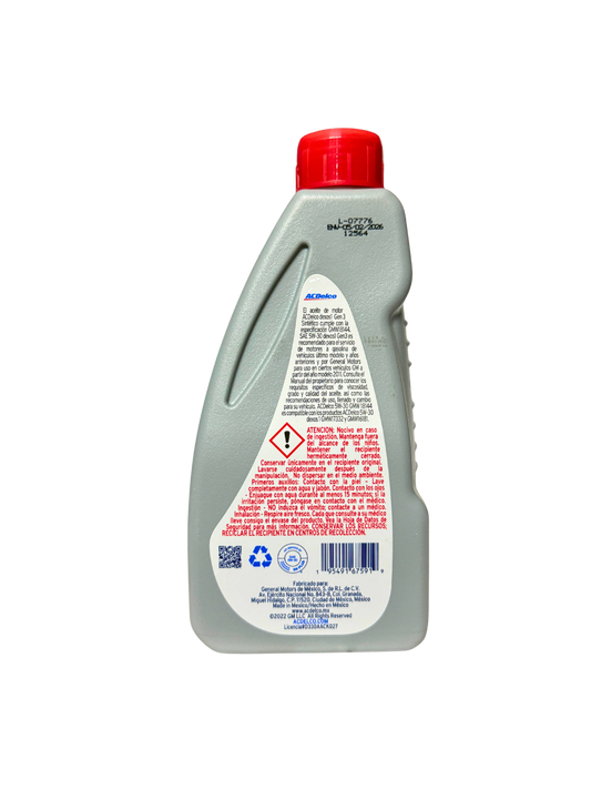Compra Aceite 5w30 Sintetico Dexos1 Gen3 946 ML | 19434091 | ACDelco, Envío en ZMG, a México por paquetería o retiro en Refaccionaria Albarrán.