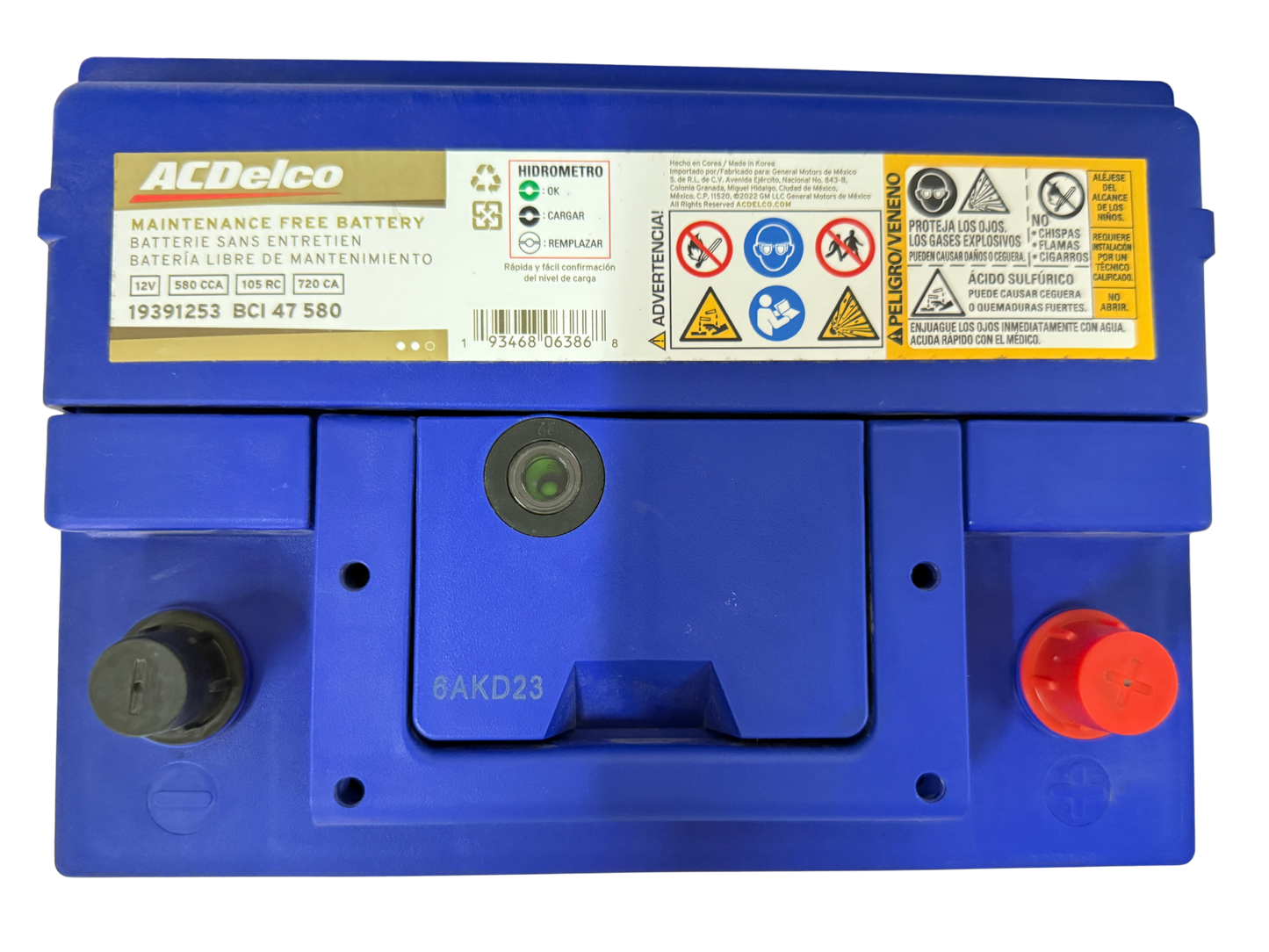 Batería Acumulador ACDelco BCI 47 580 CCA - 19391253