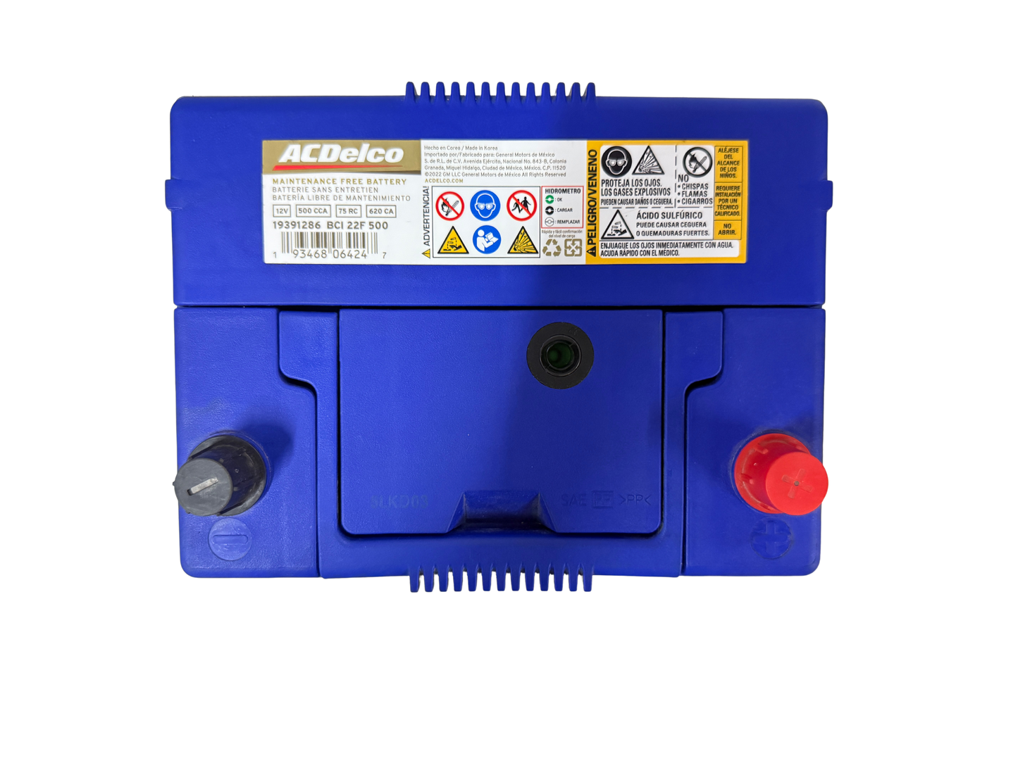 Acumulador ACDelco 19391286 BCI 22F (500 CCA) 12V para Nissan Sentra, Altima, Frontier, Hyundai Sonata y Mazda. ¡Cómprala hoy con envío rápido!