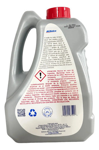 Kit Cambio Aceite ACDelco Sintético 5w30 Aveo Beat Spark | 19470588