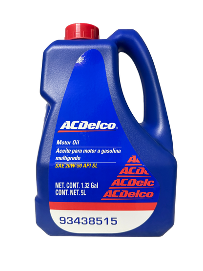 Compra Aceite 20w50 SAE Mineral 5 L | 93438515 | ACDelco, Envío en ZMG, a México por paquetería o retiro en Refaccionaria Albarrán.