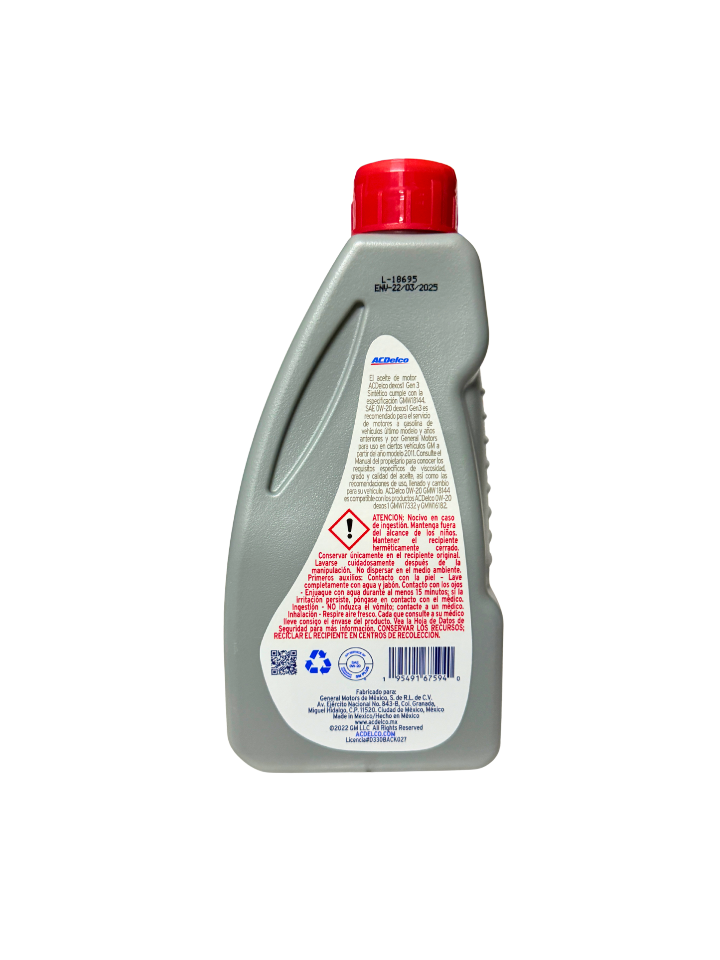 Aceite 0w20 SIntético Dexos1 GEN3 946 ML | 19434096 | ACDelco