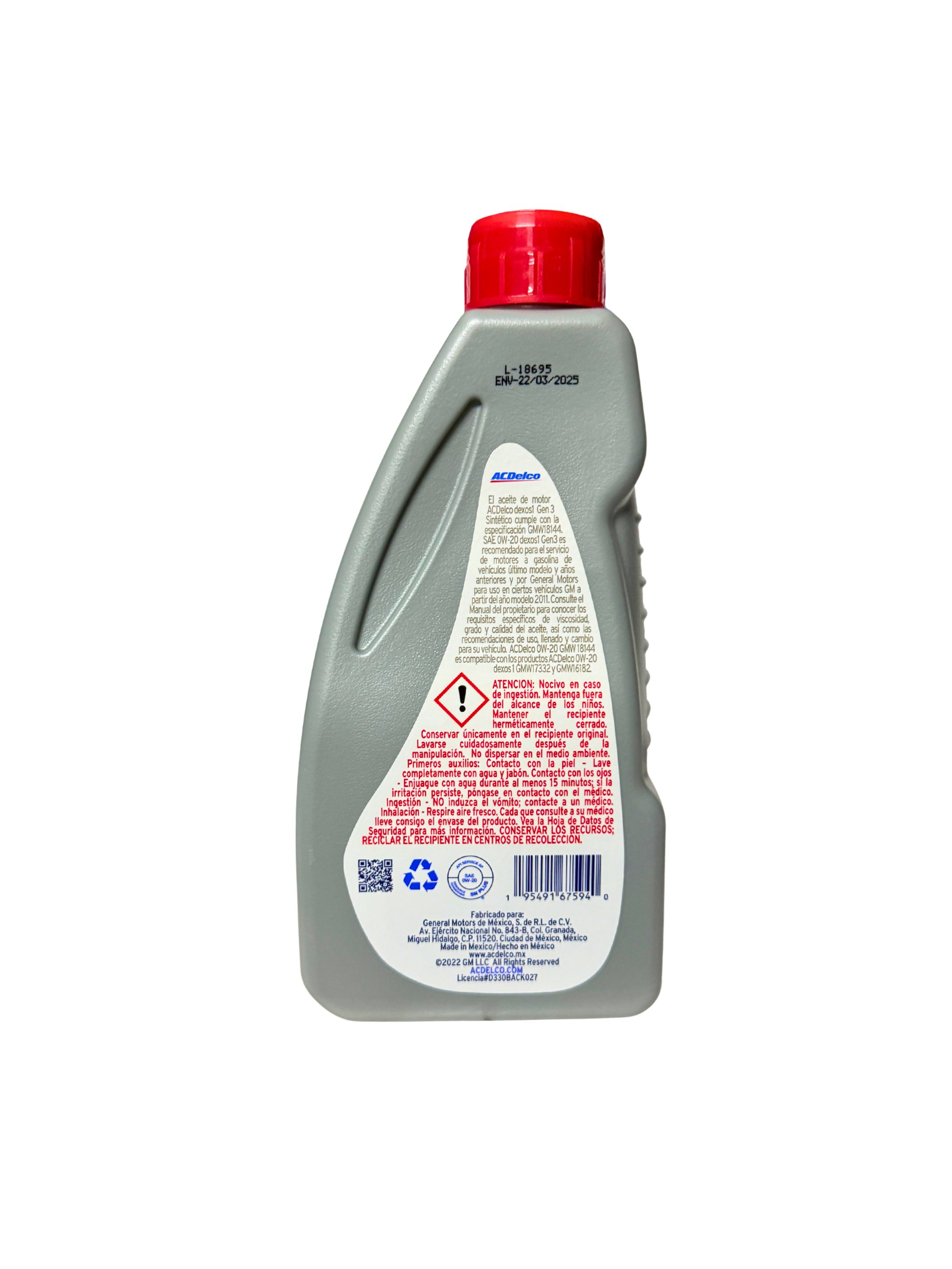 Aceite 0w20 SIntético Dexos1 GEN3 946 ML | 19434096 | ACDelco