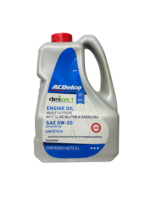Compra Aceite 0w20 Sintético Dexos1 GEN3 5L | 19434098 | ACDelco, Envío en ZMG, a México por paquetería o retiro en Refaccionaria Albarrán.