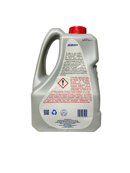 Compra Aceite 0w20 Sintético Dexos1 GEN3 5L | 19434098 | ACDelco, Envío en ZMG, a México por paquetería o retiro en Refaccionaria Albarrán.