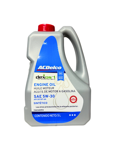 Compra Aceite 5w30 Sintético Dexos1 GEN3 5L | 19434093 | ACDelco, Envío en ZMG, a México por paquetería o retiro en Refaccionaria Albarrán.