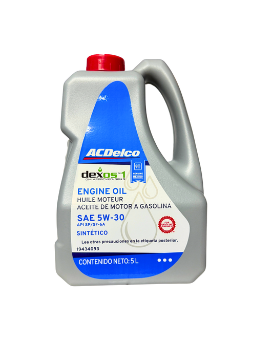 Compra Aceite 5w30 Sintético Dexos1 GEN3 5L | 19434093 | ACDelco, Envío en ZMG, a México por paquetería o retiro en Refaccionaria Albarrán.
