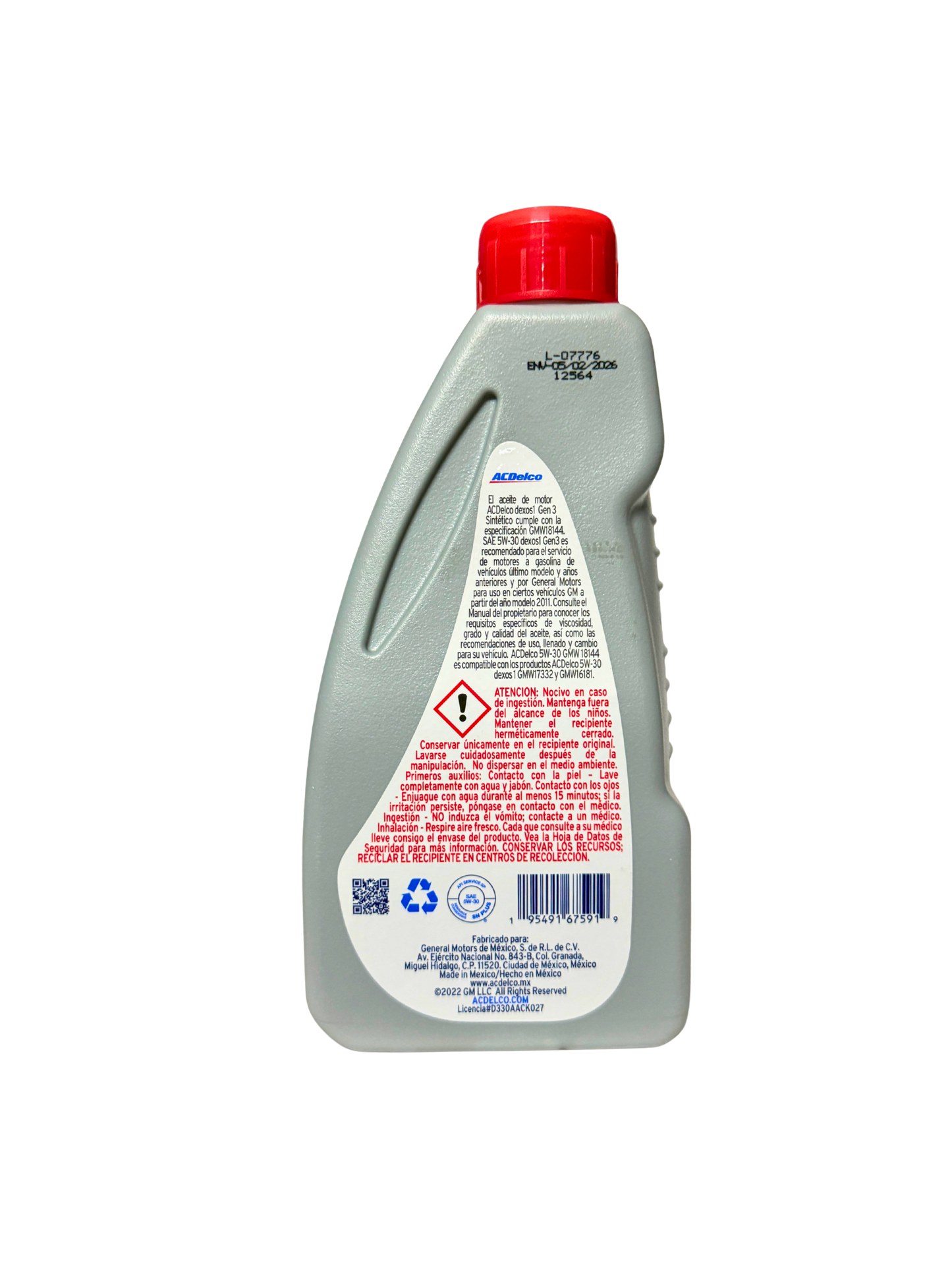 Compra Aceite 5w30 Sintetico Dexos1 Gen3 946 ML | 19434091 | ACDelco, Envío en ZMG, a México por paquetería o retiro en Refaccionaria Albarrán.