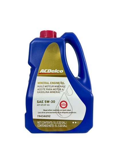Compra Aceite 5w30 SAE Mineral 5L | 19434692 | ACDelco, Envío en ZMG, a México por paquetería o retiro en Refaccionaria Albarrán.