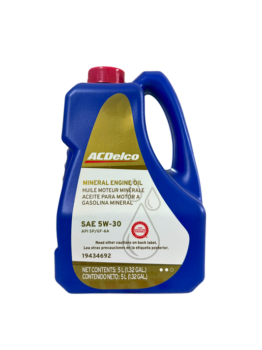 Compra Aceite 5w30 SAE Mineral 5L | 19434692 | ACDelco, Envío en ZMG, a México por paquetería o retiro en Refaccionaria Albarrán.