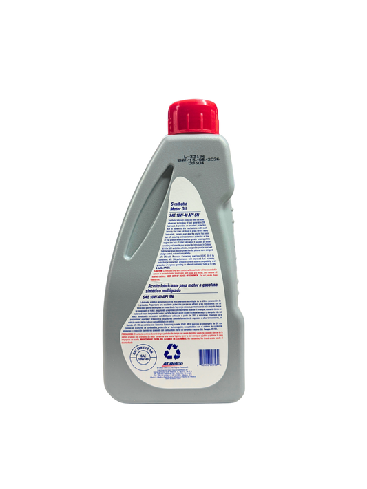 Compra Aceite 10w40 SAE Sintético 946 ML | 19192753 | ACDelco, Envío en ZMG, a México por paquetería o retiro en Refaccionaria Albarrán.
