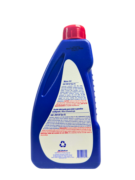 Compra Aceite 25w60 SAE Mineral 946 ML | 19236918 | ACDelco, Envío en ZMG, a México por paquetería o retiro en Refaccionaria Albarrán.