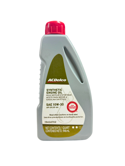 Compra Aceite 10w30 Sintetico 946 ML | 19434702  | ACDelco, Envío en ZMG, a México por paquetería o retiro en Refaccionaria Albarrán.