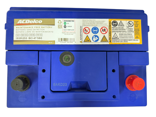 Batería Acumulador ACDelco BCI 47 580 CCA - 19391253