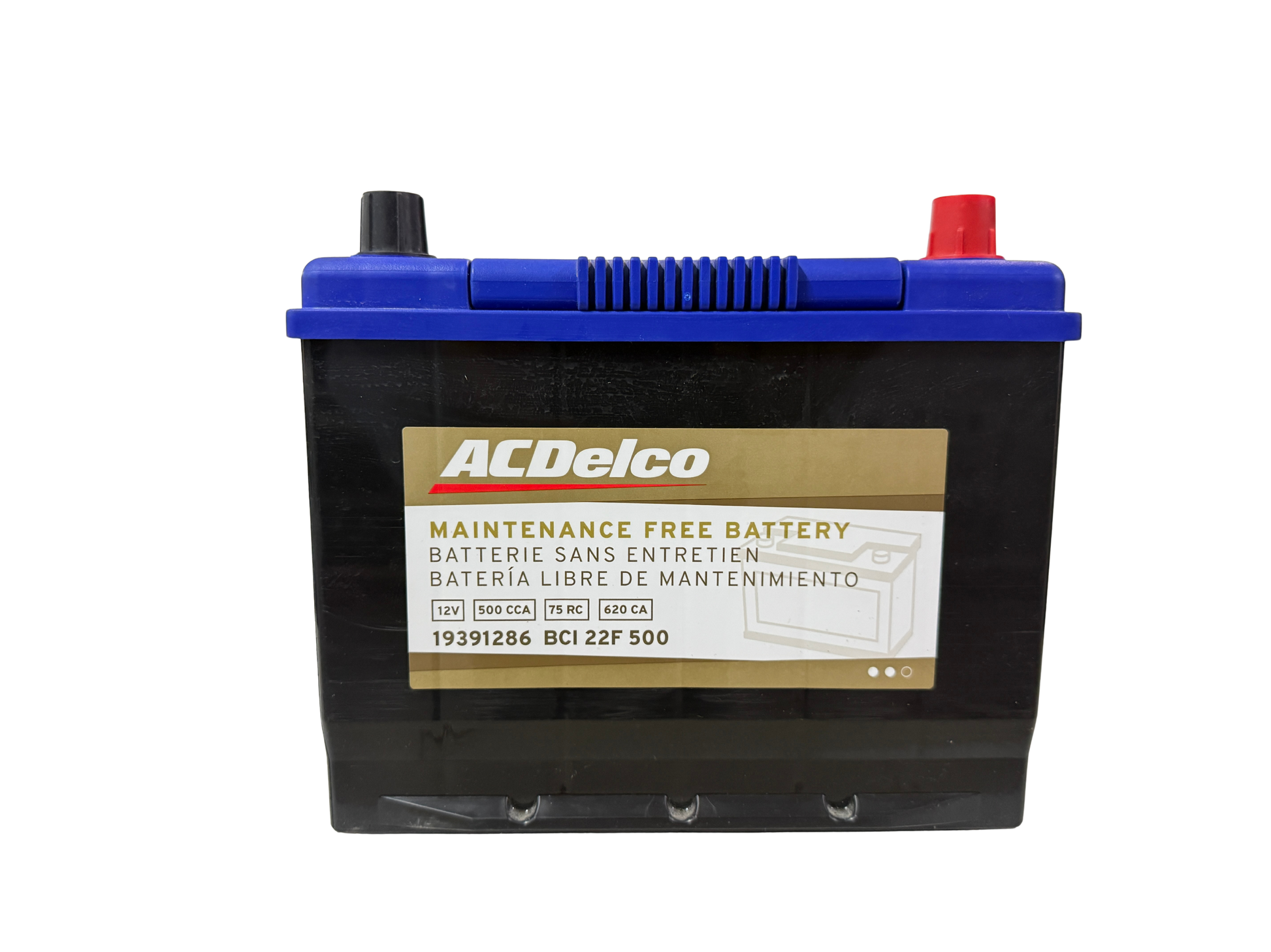 Acumulador ACDelco 19391286 BCI 22F (500 CCA) 12V para Nissan Sentra, Altima, Frontier, Hyundai Sonata y Mazda. ¡Cómprala hoy con envío rápido!