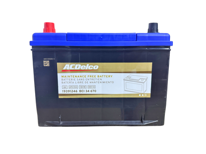 Acumulador ACDelco 19391246 BCI 34 (670 CCA) 12V. Potencia superior para Chrysler Town & Country, Dodge Grand Caravan, Cherokee y Hiace. ¡Pide la tuya hoy!