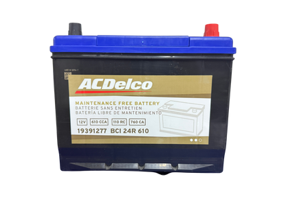 Acumulador ACDelco 19391277 BCI 24R (650 CCA) 12V. Potencia de arranque superior para Nissan X-Trail, Altima, Murano, Pathfinder y Toyota. ¡Pídela con envío hoy!