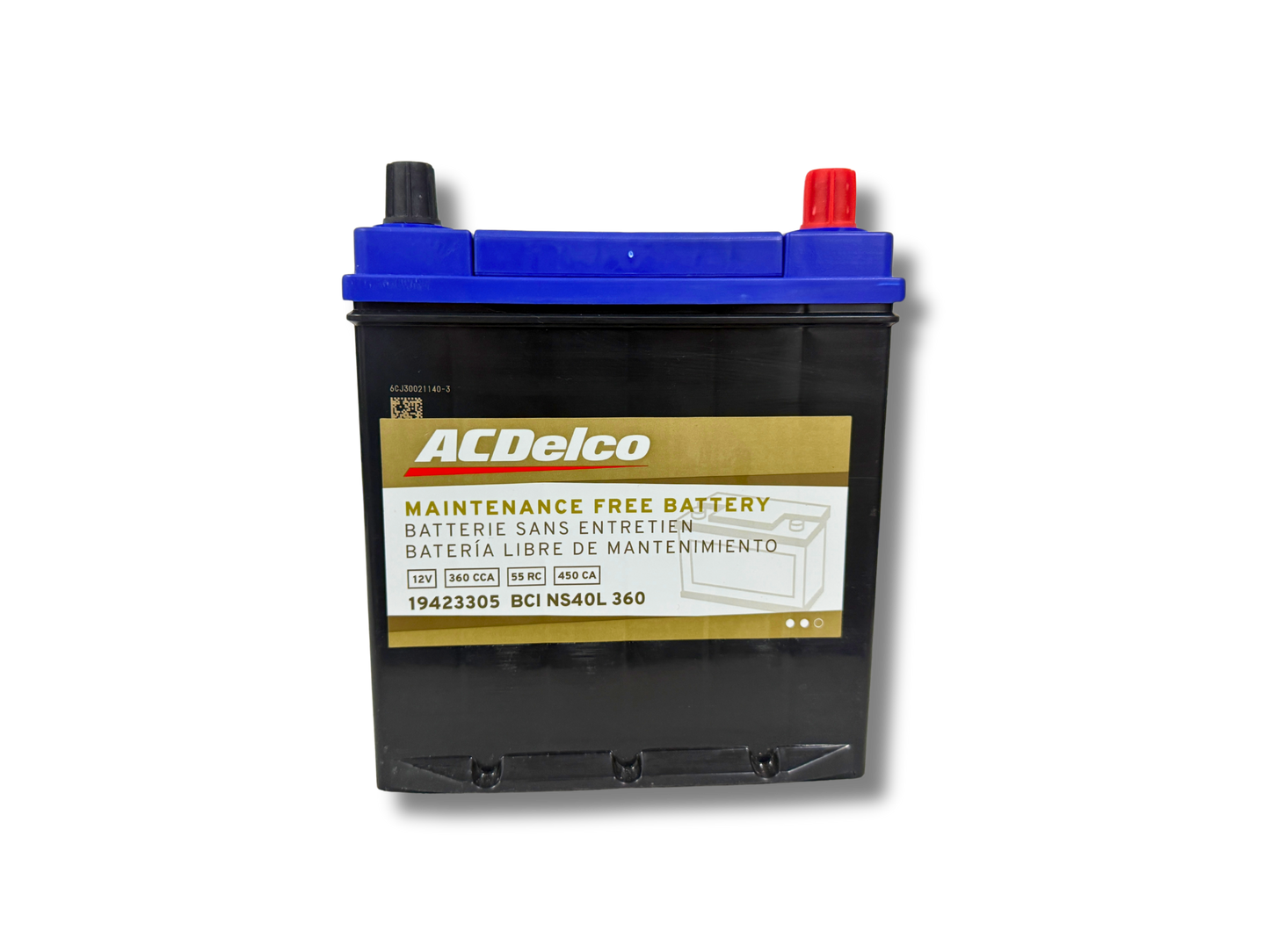 Acumulador ACDelco 19423305 BCI NS40L (360 CCA) 12V. Batería original para Hyundai Atos, i10, Matiz y Suzuki Swift. ¡Pídela con envío rápido o retiro local!