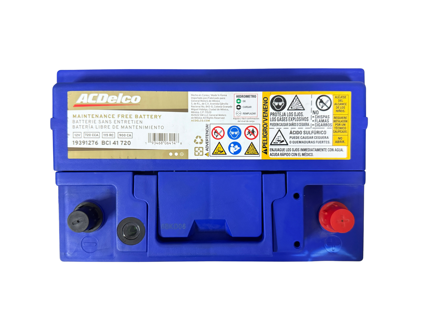Acumulador ACDelco 19391276 BCI 41 (720 CCA / 900 CA) 12V. Potencia superior de arranque para Jetta, Golf, Bora, Pointer, Mustang y más. ¡Envíos el mismo día!