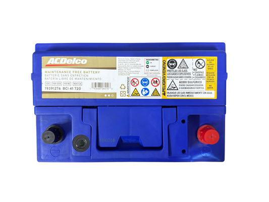 Acumulador ACDelco 19391276 BCI 41 (720 CCA / 900 CA) 12V. Potencia superior de arranque para Jetta, Golf, Bora, Pointer, Mustang y más. ¡Envíos el mismo día!