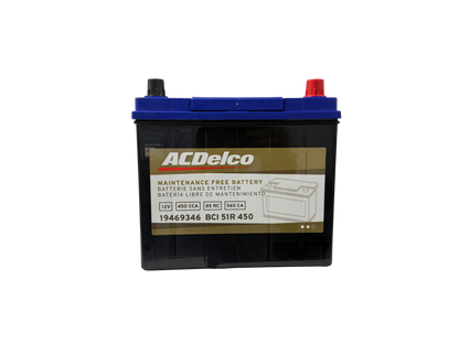 Acumulador ACDelco 19469346 BCI 51R (450 CCA / 560 CA) 12V. Batería original para Honda Civic, HR-V, Fit, City, Tornado Van y más. ¡Envíos el mismo día!