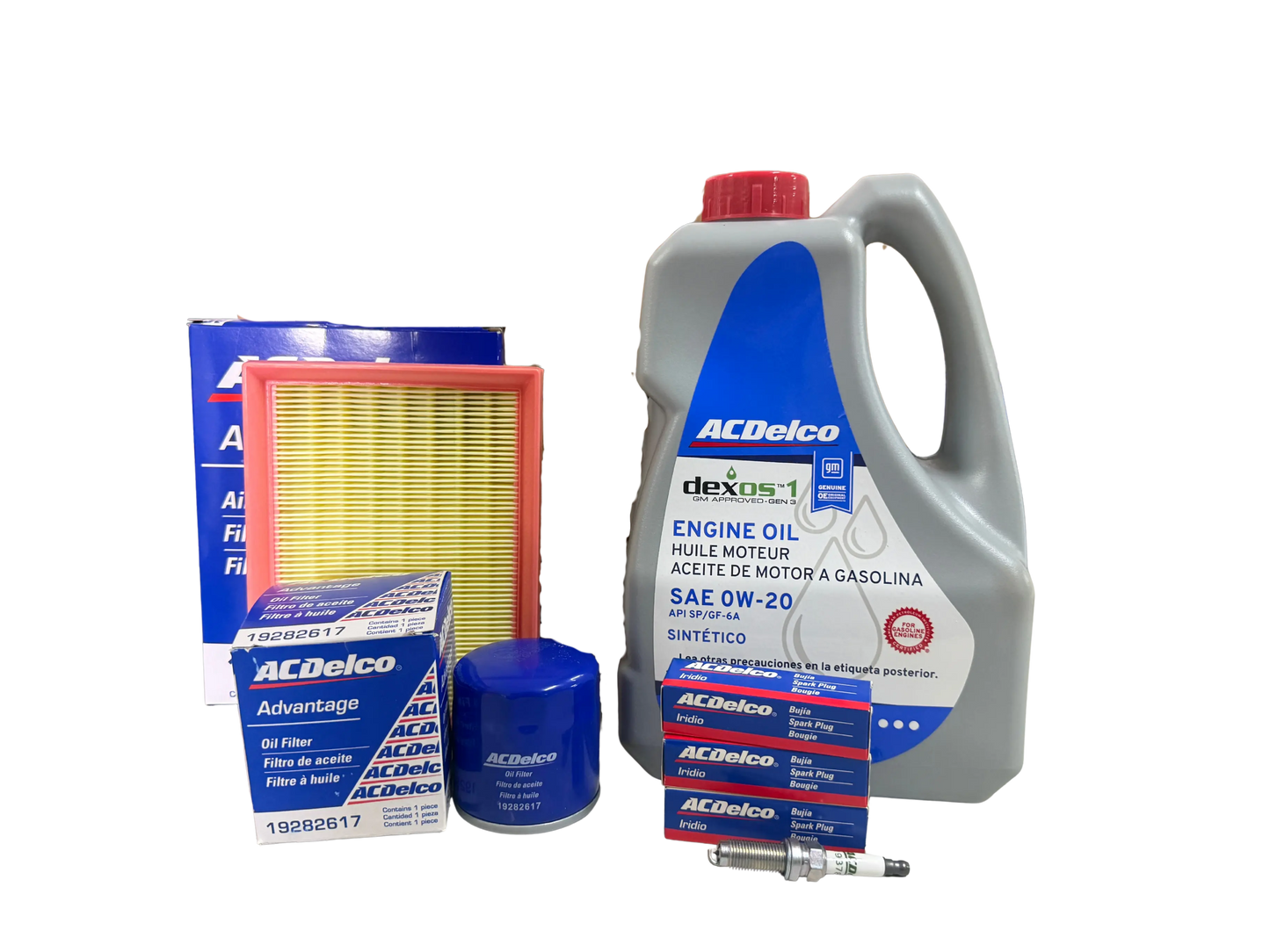 Compra Kit afinacion ACDelco Chevrolet Onix (2023-2026), Envío en ZMG, a México por paquetería o retiro en Refaccionaria Albarrán.
